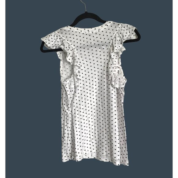 GIBSON- WOMENS WHITE W/BLACK POLKA DOTS RACE BACK TANK SIZE X-SMALL - Picture 2 of 6